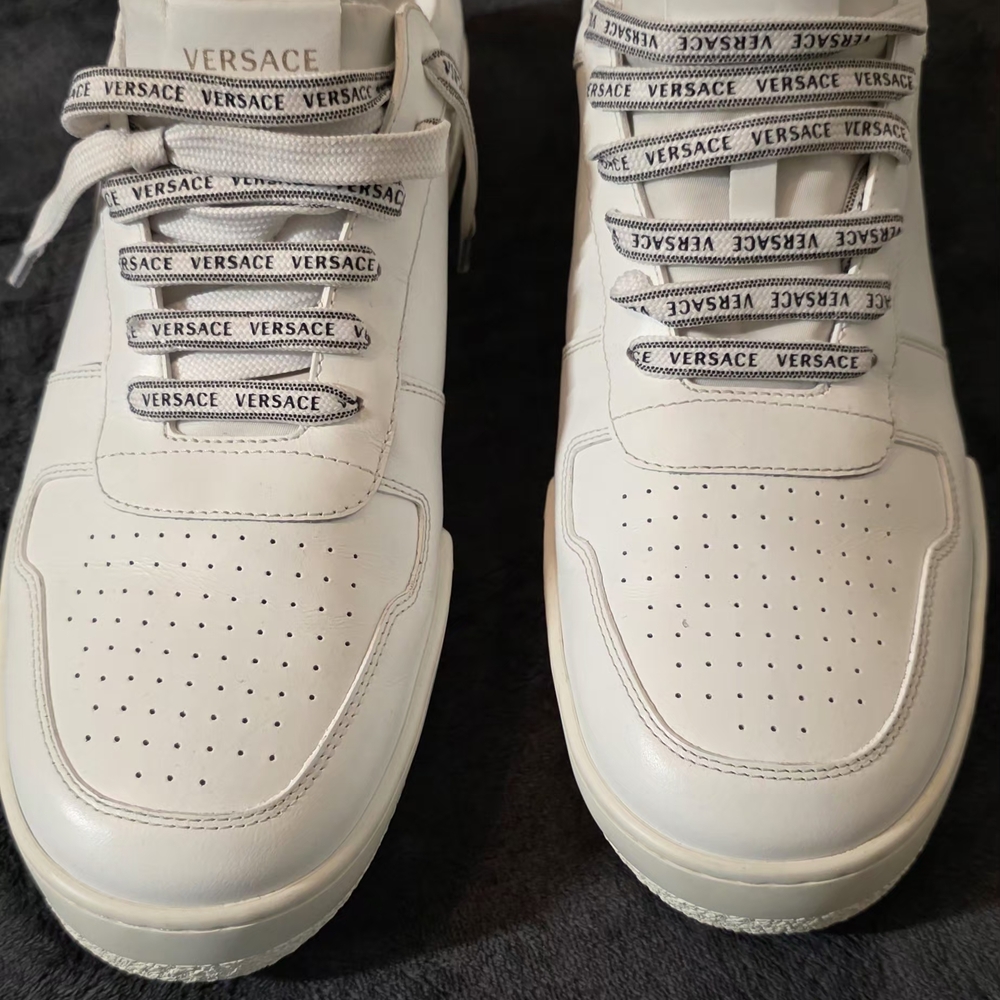 Versace Men's White Logo Sneakers used like new